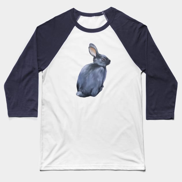 Black Rabbit Baseball T-Shirt by EmilyBickell